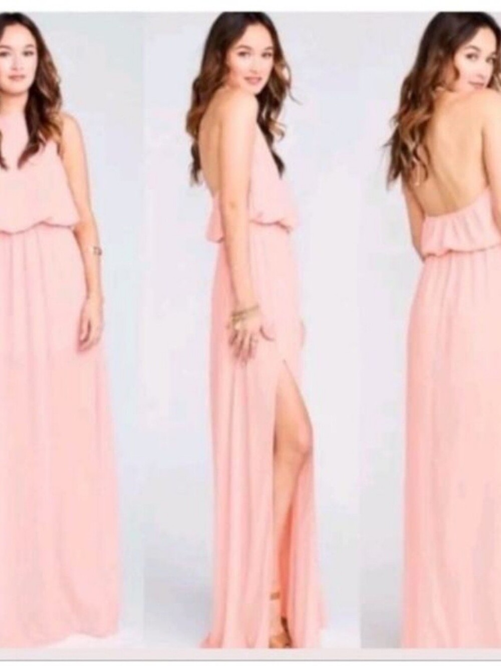 Show Me Your MuMu Heather Blush Pink Halter Maxi Dress womens size large